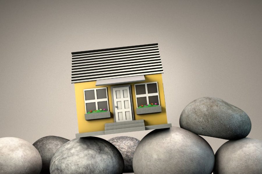 Crawl space foundation image of a house on rocks