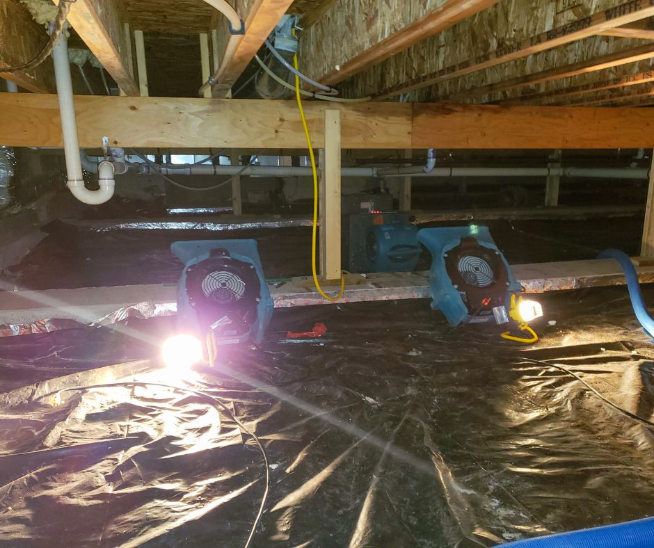 Crawl space foundation remediation image- dry out